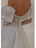 Beaded Ivory Lace Tulle Corset Back Fairytale Wedding Dress